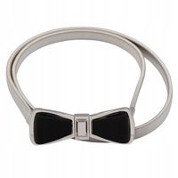 Pasek damski sprężynka czarna kokardka kolor srebrny 6,5cm