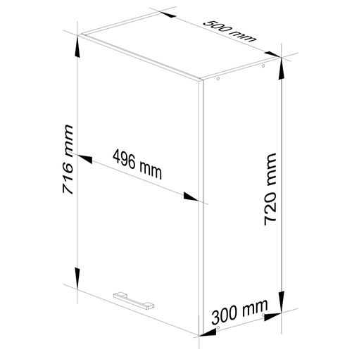 Szafka kuchenna wisząca OLIWIA 50 cm H720 1 drzwi 2 półki - biała beton na Arena.pl