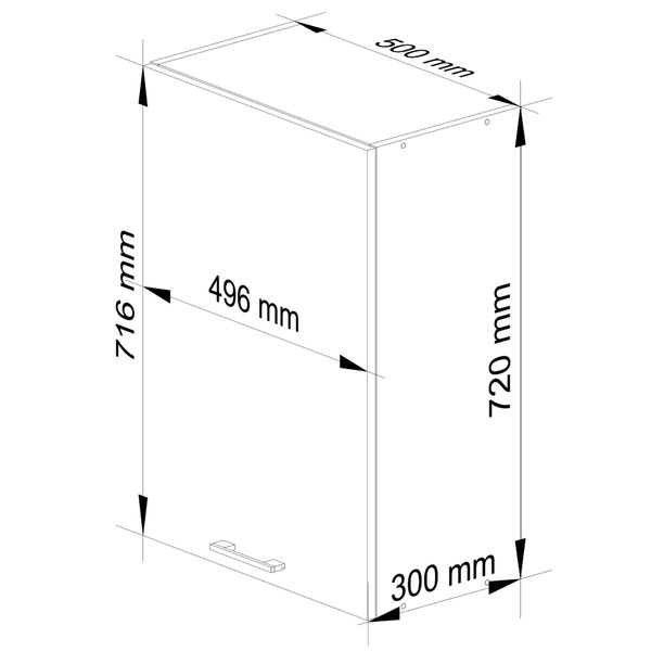 Szafka kuchenna wisząca OLIWIA 50 cm H720 1 drzwi 2 półki - biała beton zdjęcie 3