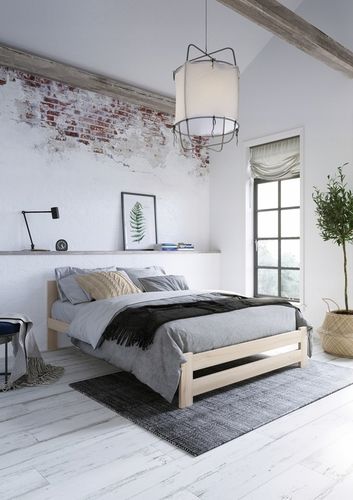 ŁÓŻKO DREWNIANE 140x200 B sosnowe WYSOKI ZAGŁÓWEK na Arena.pl