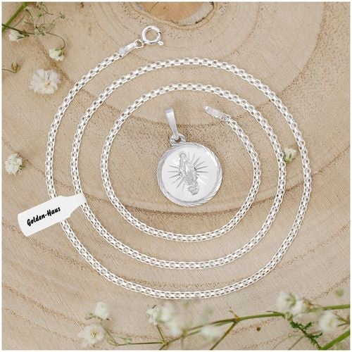 SREBRNY ŁAŃCUSZEK + CUDOWNY MEDALIK PR. 925 PREZENT KOMUNIA CHRZEST GRAWER na Arena.pl