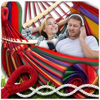 HAMAK OGRODOWY 2 OSOBOWY DUŻY Turystyczny DWUOSOBOWY Z DRĄŻKIEM XXL