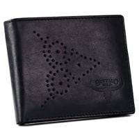 skórzany portfel męski ze zdobionym frontem — buffalo wild