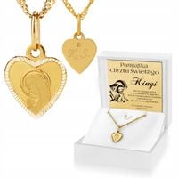 ZŁOTY MEDALIK 585 serce GRAWER PREZENT na Chrzest PAMIĄTKA CHRZTU