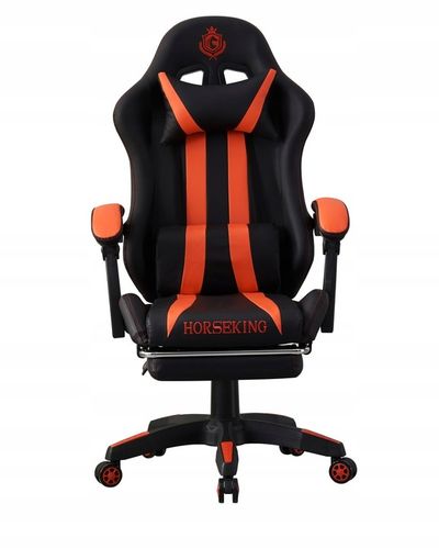 FOTEL GAMINGOWY HORSEKING Z PODNÓŻKIEM OBROTOWY DO GRY KRZESŁO CZERWONY na Arena.pl
