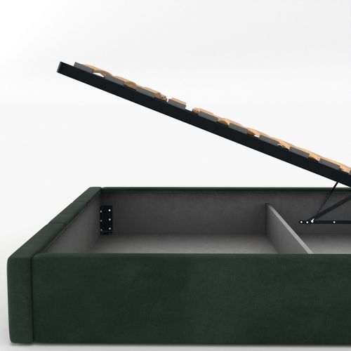 ŁÓŻKO POJEDYNCZE 90x200cm ŁÓŻKO TAPICEROWANE Z POJEMNIKIEM BUTELKOWA ZIELEŃ na Arena.pl