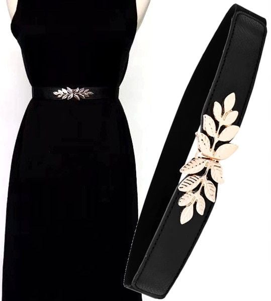 Damski Pasek Retro Gumowy Do Sukienki Liść Listek zdjęcie 2