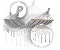 Hamak ogrodowy BOHO MILOS 2 200x100 cm szary wytrzymały