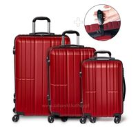 Zestaw walizek XXL bordo 3w1 ABS zamek szyfrowy + waga bagażowa gratis
