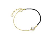 Bransoletka szczęścia celebrytka kółko circle ring bawełna cyrkonie srebro 925 Z1669BG_B