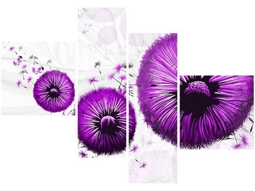 100 70CM OBRAZ 4 ELEM FIOLETOWE DMUCHAWCE DRUK PŁÓTNO RAMA na Arena.pl