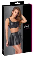 cottelli party komplet top i spodnica s czarny matowy, model podkreślający