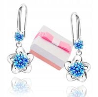 Kolczyki srebrne eleganckie kwiatki rodowane delikatne dla dziewczynki