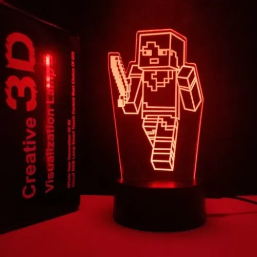 Lampka 3D nocna led usb + pilot Minecraft Gra na Arena.pl