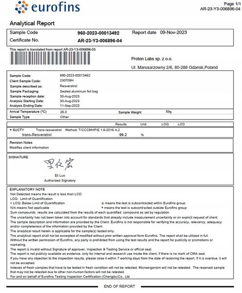 PROTON LABS RESVERATROL 99% czysty proszek | 15g resweratrol zdjęcie 6
