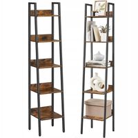 INDUSTRIALNY REGAŁ STOJĄCY CZARNY 5 PÓŁEK DRABINKA NA KSIĄŻKI LOFT