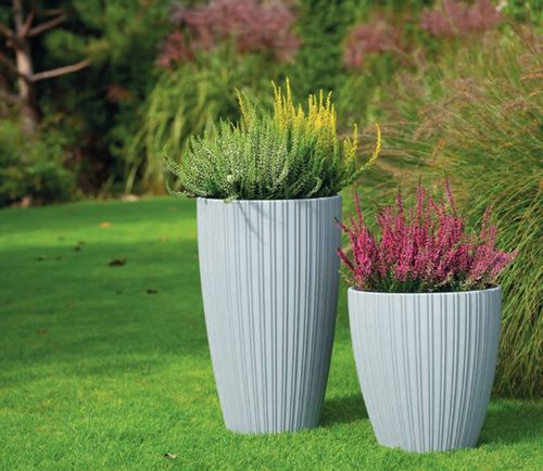 Doniczka okrągła Mika Slim 40 cm z wkładem | Biały na Arena.pl