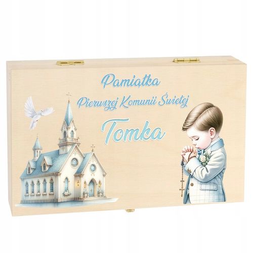 Pamiątka Komunii Świętej dla Chłopca Prezent na Komunię Pudełko na Arena.pl