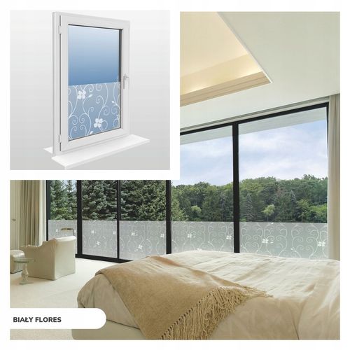 FOLIA OKIENNA STATYCZNA 90x150 MLECZNA KWIATY PASY WZORY OKLEINA na Arena.pl