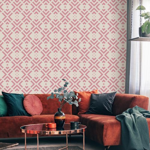 Tapeta Ścienna RÓŻOWY Wzór GEOMETRYCZNY Abstrakcja na Arena.pl