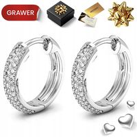 SREBRNE KOLCZYKI DAMSKIE Z KRYSZTAŁAMI 925 KOŁA ANGIELSKIE NA PREZENT DLA