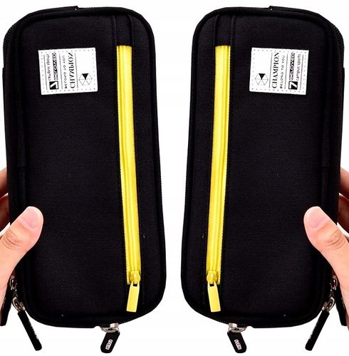 Piórnik dwukomorowy szkolny duży szkoła saszetka  C1_7_Czarny na Arena.pl