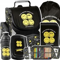 DUŻY ZESTAW SMILLEY TORNISTER SZKOLNY DO KLASY 1-3 BUŹKI EMOTKI EMOTIKONY