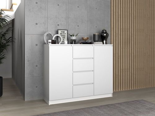 KOMODA 2 DRZWI 4 SZUFLADY BIEL KOMPLET na Arena.pl