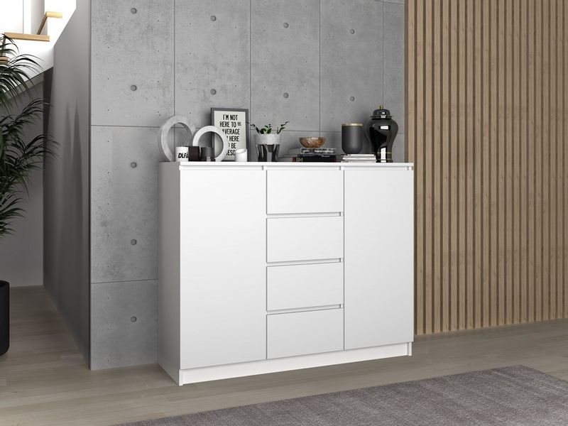 KOMODA 2 DRZWI 4 SZUFLADY BIEL KOMPLET zdjęcie 5