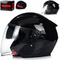 KASK MOTOCYKLOWY OTWARTY CZARNY POŁYSK SKUTER CHOPPER BLENDA HOMOLOGACJA XS