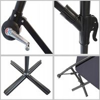 SKŁADANY OKRĄGŁY Parasol REGULOWANY Z WYSIĘGNIKIEM OGRODOWY SOLIDNY 3,5m