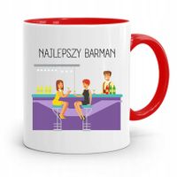 Kubek Czerwony Prezent Dla Najlepszego Barmana Z Nadrukiem Ze Zdjęciem
