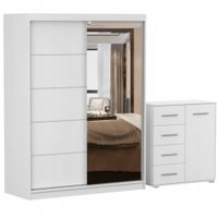 Zestaw VISTA 05 Szafa 150 Komoda FRIDA MINI 01 90 półki BIAŁY PRODUCENT