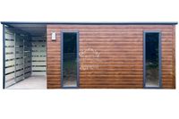 Schowek Domek Ogrodowy 4,5x2,5m + Wiata 1,5m  2x  Drewnopodobny antracyt