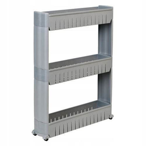 MOBILNA SZAFKA DO ŁAZIENKI KUCHNI PRALNI WĄSKA SZARA REGAŁ NA KÓŁKACH PÓŁKA na Arena.pl