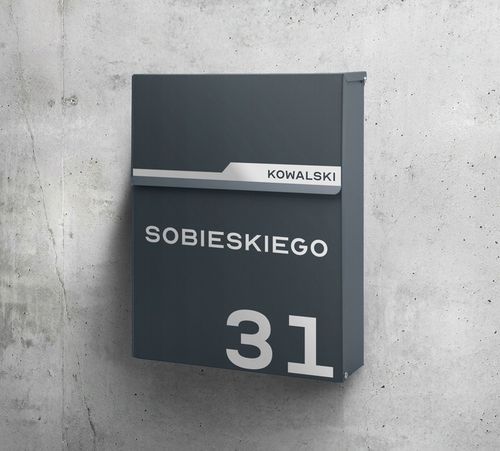 SKRZYNKA POCZTOWA NA LISTY POCZTĘ ANTRACYT + NAPIS ADRES ULICA NUMER na Arena.pl