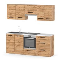 Kuchnia Drewniana Mała Mini Mokka Full 2.0m Z Blatem Nowoczesna Dąb Wotan