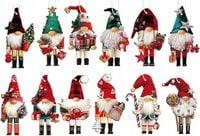 Skrzat Krasnal Świąteczny Gnom 24szt Czerwone skrzaty bożonarodzeniowe