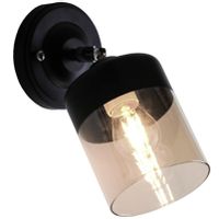 Szklana lampa ścienna tuba PORTO CL19020-1W-BL regulacja czarny bursztynowy