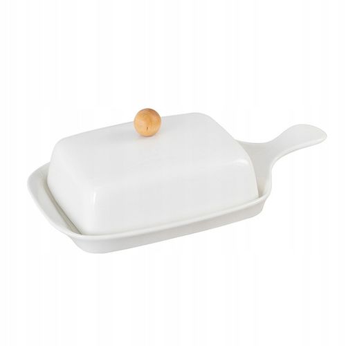 Maselniczka ceramiczna z przykrywką i rączką biała na Arena.pl