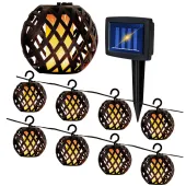 Girlanda ogrodowa świetlna solarna płomień taras balkon loft lampki 10szt