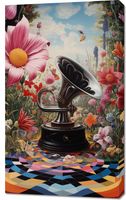 Obraz 60x100cm Gramofon w Kwiatach