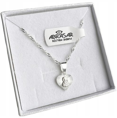 Medalik Komunijny serce Matka Boska Częstochowska z łańcuszkiem 40 cm 925 na Arena.pl