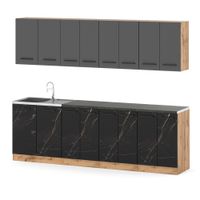 Kuchnia Z Blatem Modułowa Pojemna Vero 2.6m Wotan Szary Mat San Sebastian