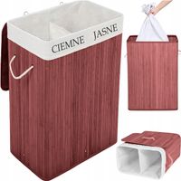 KOSZ BAMBUSOWY NA PRANIE DWUKOMOROWY POJEMNIK 100L