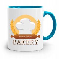 Kubek Błękitny Dla Piekarza Delicious Bread Bakery Z Nadrukiem Ze Zdjęciem