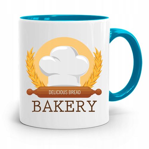 Kubek Błękitny Dla Piekarza Delicious Bread Bakery Z Nadrukiem Ze Zdjęciem na Arena.pl