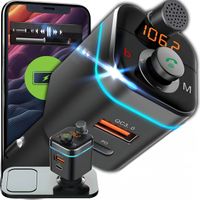 TRANSMITER BLUETOOTH AUDIO FM MP3 SZYBKA ŁADOWARKA USB SD LCD QC3.0 RGB