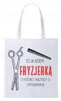 Dla Fryzjera Fryzjerki Torba Eco Biała Shopper Z Nadrukiem Ze Zdjęciem