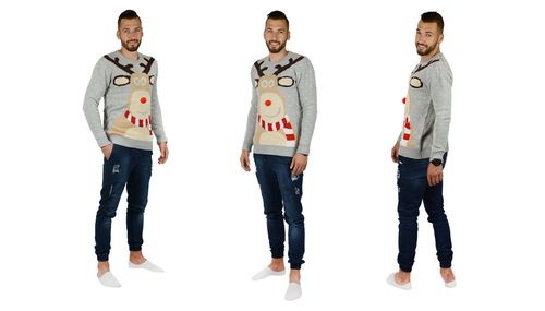 SWETER ŚWIĄTECZNY RENIFER PREZENT NA GWIĄZDKĘ CHOINKA ŚWIĘTA CIEPŁY SZARY M na Arena.pl